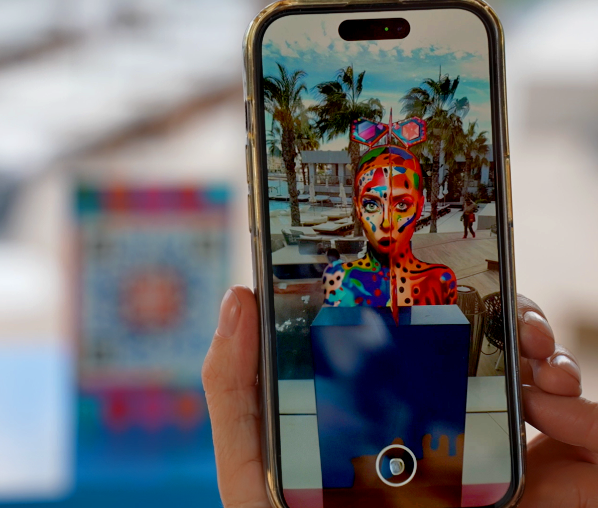 AR-activated artwork at Amare Beach Hotel